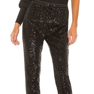 Parker Conner Satin Striped Cropped Sequin Pants